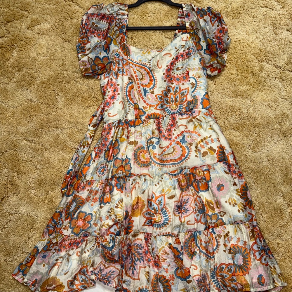 Floral Paisley Puff Sleeve Dress